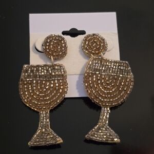 Chic Beaded Wine Glass Earrings